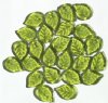 25 18x13mm Transparent Olive Glass Leaf Beads